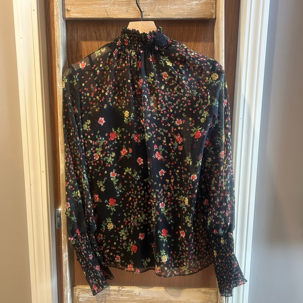 Bailey 44 Black Floral Sheer Blouse